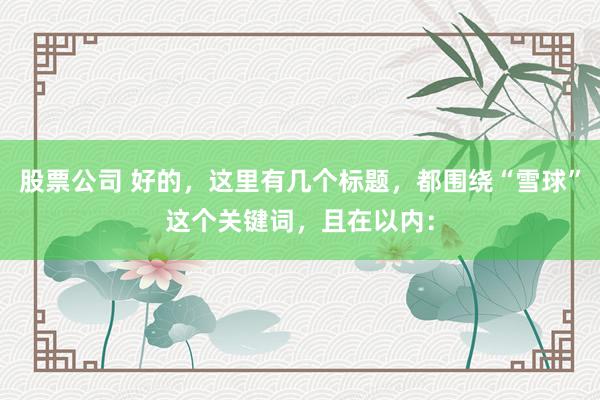 股票公司 好的，这里有几个标题，都围绕“雪球”这个关键词，且在以内：