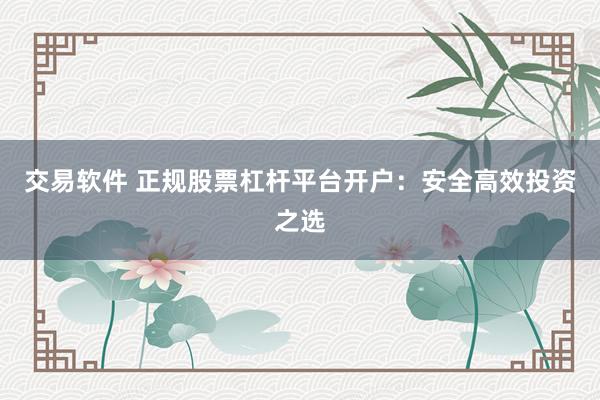交易软件 正规股票杠杆平台开户：安全高效投资之选