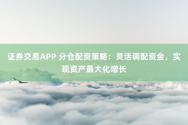 证券交易APP 分仓配资策略：灵活调配资金，实现资产最大化增长