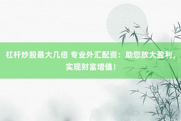 杠杆炒股最大几倍 专业外汇配资：助您放大盈利，实现财富增值！