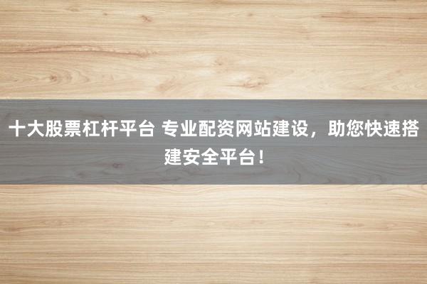 十大股票杠杆平台 专业配资网站建设，助您快速搭建安全平台！