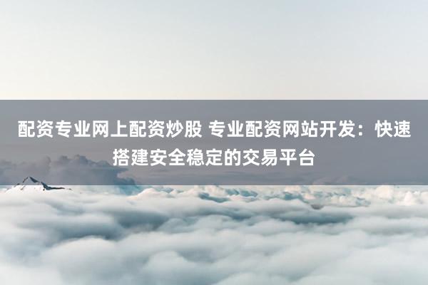 配资专业网上配资炒股 专业配资网站开发：快速搭建安全稳定的交易平台
