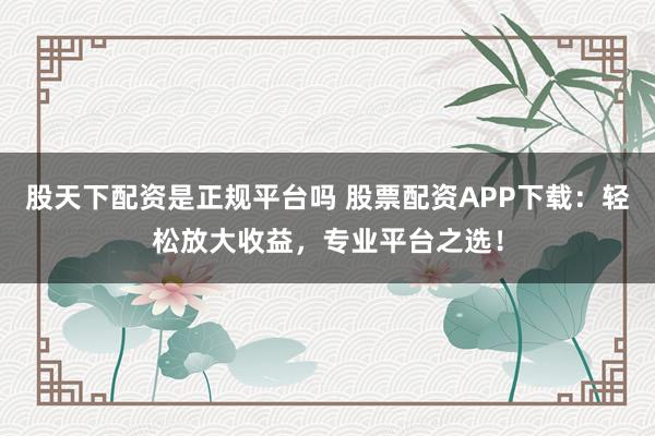股天下配资是正规平台吗 股票配资APP下载：轻松放大收益，专业平台之选！