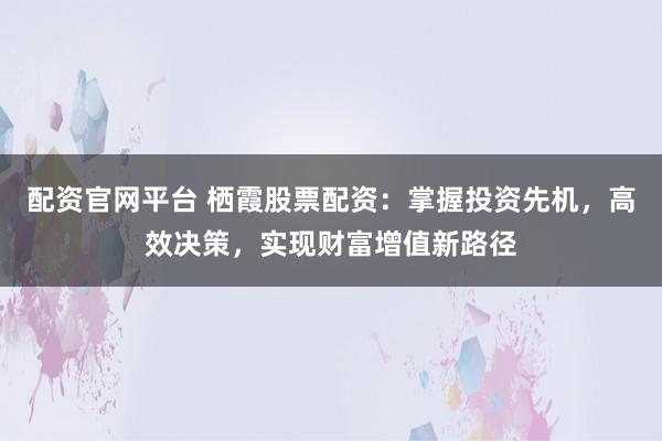 配资官网平台 栖霞股票配资：掌握投资先机，高效决策，实现财富增值新路径