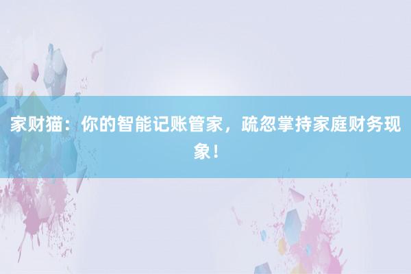 家财猫：你的智能记账管家，疏忽掌持家庭财务现象！