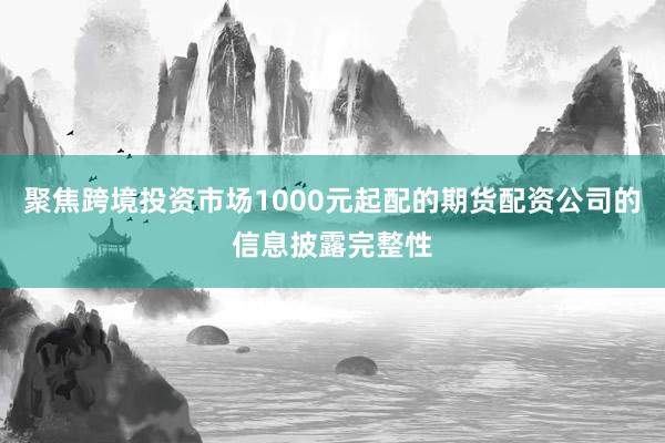 聚焦跨境投资市场1000元起配的期货配资公司的信息披露完整性