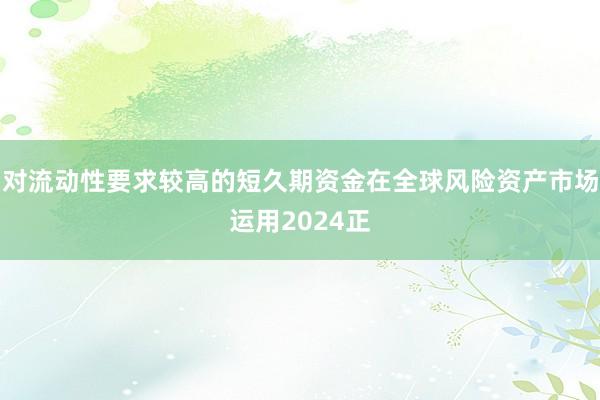 对流动性要求较高的短久期资金在全球风险资产市场运用2024正
