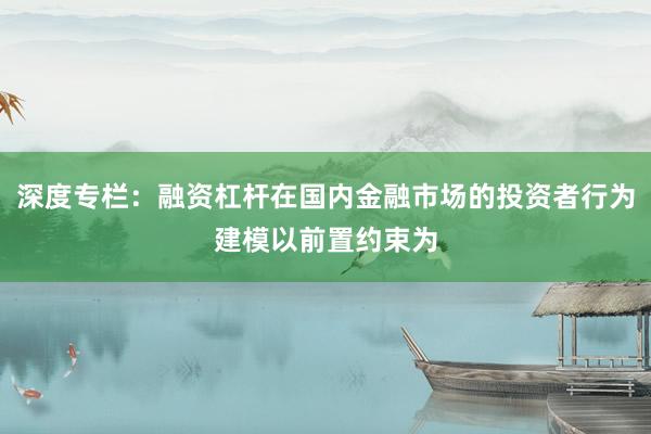 深度专栏：融资杠杆在国内金融市场的投资者行为建模以前置约束为