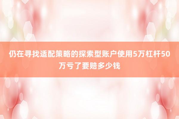 仍在寻找适配策略的探索型账户使用5万杠杆50万亏了要赔多少钱