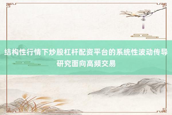 结构性行情下炒股杠杆配资平台的系统性波动传导研究面向高频交易