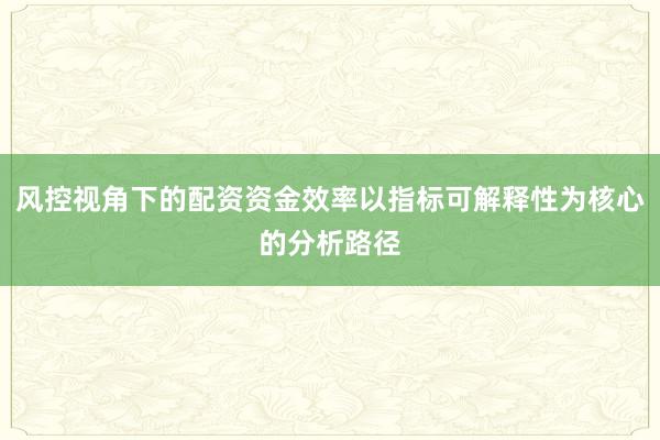 风控视角下的配资资金效率以指标可解释性为核心的分析路径