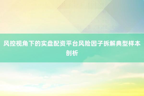 风控视角下的实盘配资平台风险因子拆解典型样本剖析