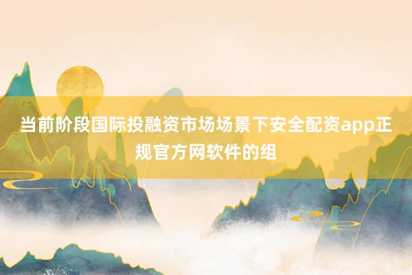 当前阶段国际投融资市场场景下安全配资app正规官方网软件的组