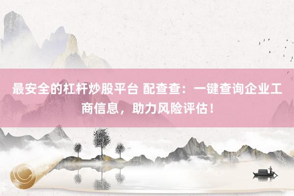 最安全的杠杆炒股平台 配查查：一键查询企业工商信息，助力风险评估！
