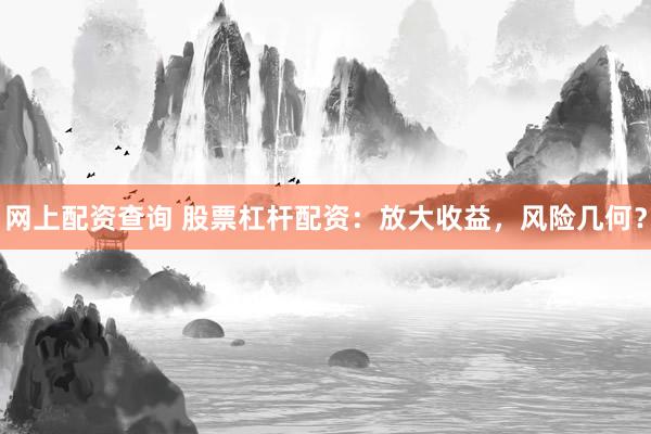 网上配资查询 股票杠杆配资：放大收益，风险几何？