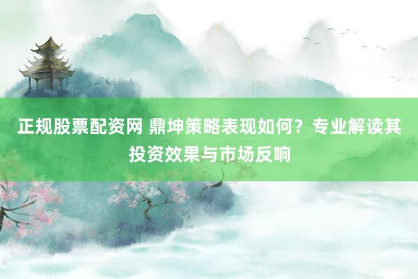 正规股票配资网 鼎坤策略表现如何？专业解读其投资效果与市场反响