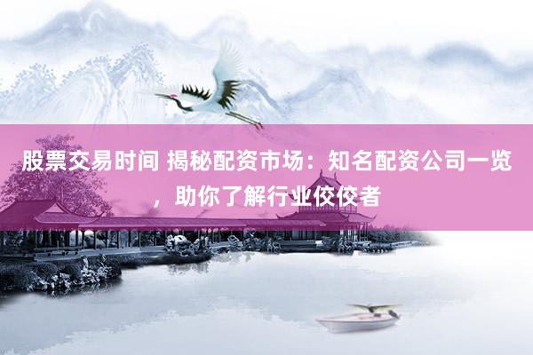股票交易时间 揭秘配资市场:知名配资公司一览,助你了解行业佼佼者